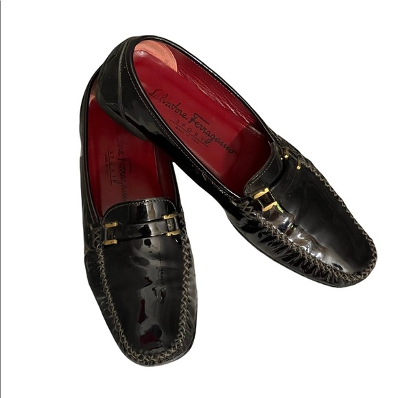 Salvatore Ferragamo 🇧🇬Patent Leather Driving Shoes size 7.5 2A - Picture 1 of 15